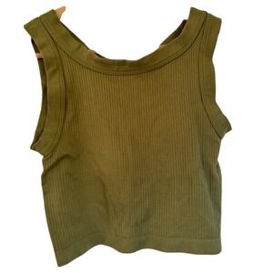 Out From Under Urban Outfitters Olive Green‎ Ribbed Cropped Tank Top M/L